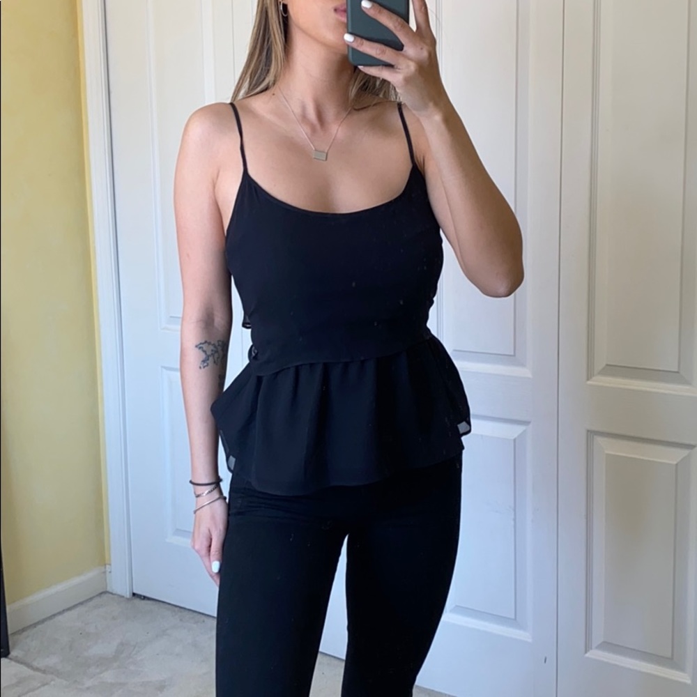 Peplum tie back top 100% silk
